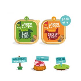 Dogline Edgard en Cooper Multipack van 4 kuipjes van 300 gram inhoud