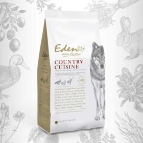 Dogline Eden Dog Country Cuisine met figuren achtergrond
